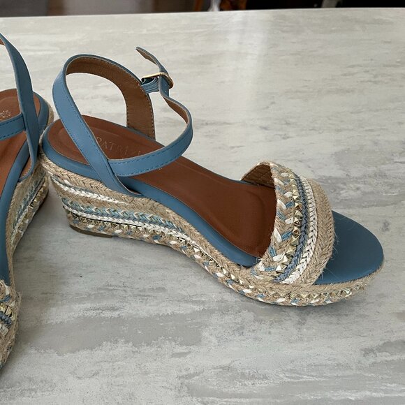 Patrizia by Spring Step Espadrille Wedge Sandals – Blue/Neutrals, Size 40 (US 9) - Picture 1 of 5